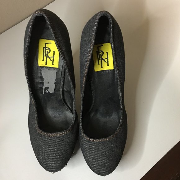 FRH Dark Denim Studded Platform Heels - Picture 7 of 14